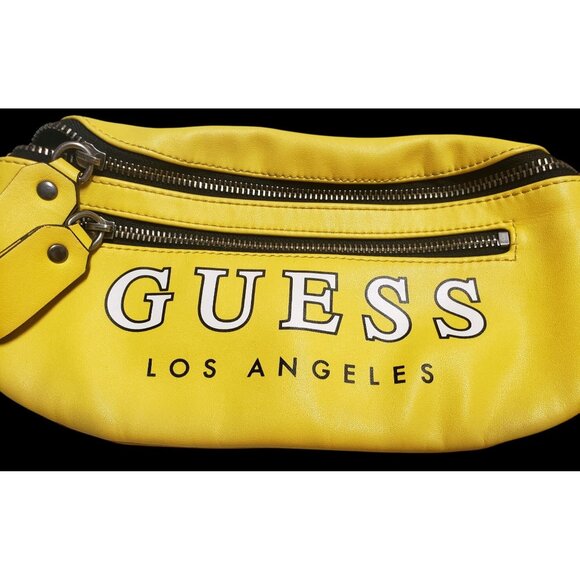Rare - Yellow Guess Los Angeles Logo Belt Bag Crossbody Adjustable Strap - Picture 2 of 16